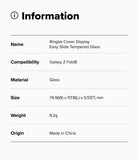 Galaxy Z Fold 8 Screen Protector | Cover Display Easy Slide Tempered Glass (2 Pack) - An information card showing product details for a Ringke Cover Display glass screen protector compatible with the Galaxy Z Fold8.