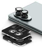 Galaxy Z Fold 8 Camera Protector | Camera Lens Frame Glass (2 Pack) - Three black RINGKE camera lens protectors are shown attached to a smartphone camera module, with two additional protectors displayed in front on a clean white background.
