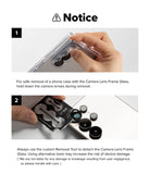 Galaxy Z Fold 8 Camera Protector | Camera Lens Frame Glass (2 Pack) - Removal notice showing how to safely detach a camera lens frame glass using the recommended removal tool.