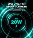 Galaxy Z Fold 8 | Fusion Air Flap Magnetic - Promotional graphic for 20W ultra-fast wireless charging, with glowing teal circular rings and text reading '20W Ultra-Fast Wireless Charging' and 'Max 20W' on a black background.