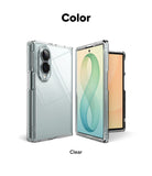 Galaxy Z Fold 8 | Fusion - A clear protective smartphone case shown on a phone from the back and side, with the phone screen turned on. The image includes the text 'Color' at the top and 'Clear' at the bottom, indicating the product color variant.
