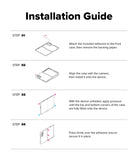 Galaxy Z Fold 8 | Fusion Magnetic - Installation guide diagram showing four steps for attaching adhesive to a phone case and aligning it onto a device, with step numbers, small line drawings, and instructional text on a white background.