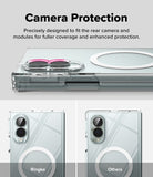 Galaxy Z Fold 8 | Fusion Magnetic - Clear phone case with a circular MagSafe ring and camera protection, shown on a phone with text reading 'Camera Protection' and comparison labels 'Ringke' and 'Others'.