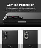 Galaxy Z Fold 8 Case | Onyx Flap - Black camera protection case shown on a smartphone, with text reading 'Camera Protection' and two smaller phone views below labeled Ringke and Others.