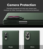 Galaxy Z Fold 8 Case | Onyx Flap - Dark green phone case with a raised camera bumper, shown from the back with text reading 'Camera Protection' and two smaller examples labeled Ringke and Others.