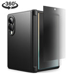 [Bundle] Galaxy Z Fold 8 | Onyx Flap (BK) + Privacy Protectors - Black textured phone case with a transparent screen protector partially slid out, shown on a white background with a 360-degree rotation graphic in the top left.