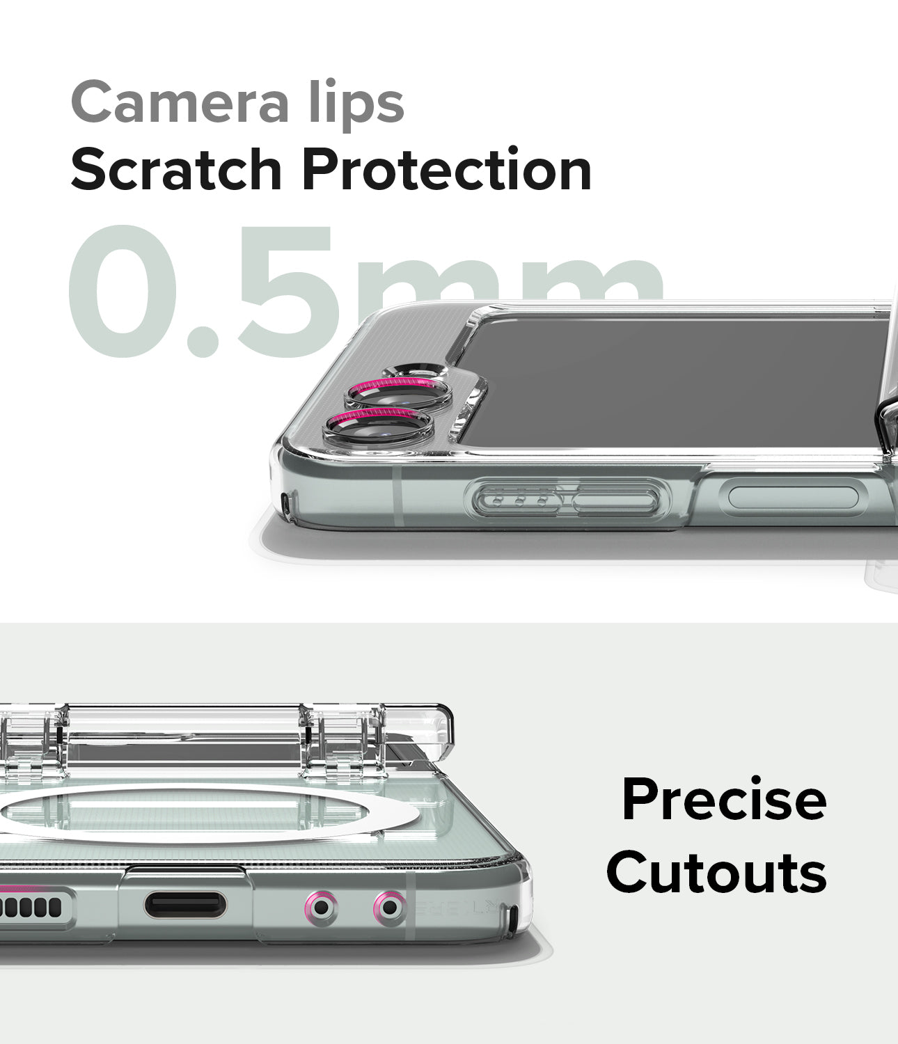 Galaxy Z Flip 5 Case | Slim Hinge Magnetic - Clear case with a built-in magnetic ring and hinge cover