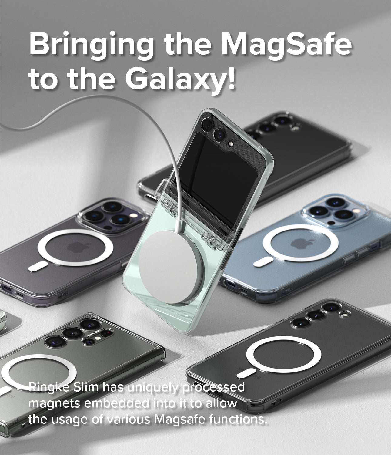 Galaxy Z Flip 5 Case | Slim Hinge Magnetic - Clear case with a built-in magnetic ring and hinge cover