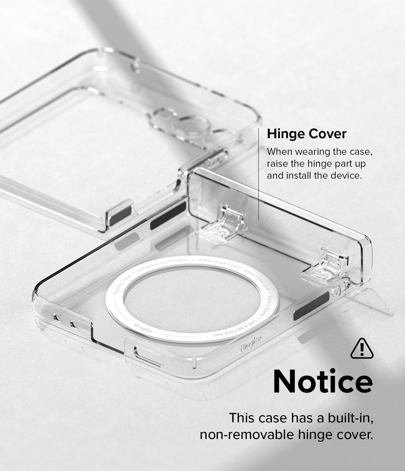 Galaxy Z Flip 5 Case | Slim Hinge Magnetic - Clear case with a built-in magnetic ring and hinge cover