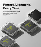 [Bundle] Galaxy Z Flip 7 Case | Fusion Magnetic - Galaxy Z Flip 7 Case | Fusion Magnetic - Galaxy Z Flip 7 phones in clear installation trays for precise screen protector application.
