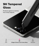 [Bundle] Galaxy Z Flip 7 Clear | Fusion - Galaxy Z Flip 7 Clear | Fusion - A utility knife blade scratches a 9H tempered glass camera lens protector on a smartphone.