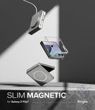 [Bundle] Galaxy Z Flip 7 Case | Slim Magnetic - Exploded view of a Galaxy Z Flip 7 with a clear magnetic case floating.