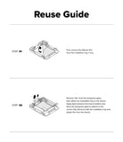 Galaxy Z Flip 8 Screen Protector | Cover Display Tempered Glass Pro (2 Pack) - A reusable replacement light bar guide page with two illustrated steps, Step 01 and Step 02, showing how to remove the leftover film and apply light pressure to the tempered glass screen during installation.