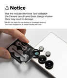 Galaxy Z Flip 8 Camera Protector | Camera Lens Frame Glass (2 Pack) - Removal notice showing how to safely detach a camera lens frame glass using the recommended removal tool.