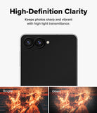 Galaxy Z Flip 8 Camera Protector | Camera Lens Frame Glass (2 Pack) - High-definition camera lens protector showing clear image quality with high light transmission compared to other protectors.