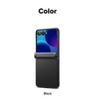 Galaxy Z Flip 8 Case | Onyx Flap - A black flip-style phone case shown open on a white background, with the word 'Color' at the top and 'Black' at the bottom.