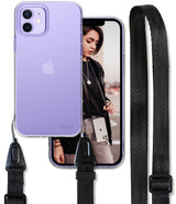 iPhone 12 / 12 Pro Case | Air + Shoulder Strap - Purple phone case with a black adjustable shoulder strap attached.