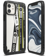 iPhone 12 Mini Case | Fusion-X Design - Black rugged case with graphic back panel and marble screen wallpaper.
