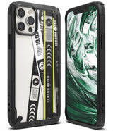 iPhone 12 / 12 Pro Case | Fusion-X Design - Rugged black phone case with a graphic back and green marble screen display.