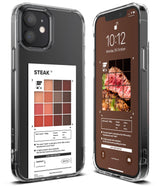 iPhone 12 / 12 Pro Case | Fusion Design Palette - Clear phone case displaying a steak-themed color palette and nutritional info.