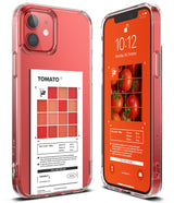 iPhone 12 / 12 Pro Case | Fusion Design Palette - Clear phone case with a red tomato-themed nutritional label design.
