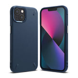 iPhone 13 Mini Case | Onyx - Navy blue textured protective phone case shown from the back and front with a colorful screen.