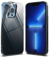 iPhone 13 Pro Max Case | Air - Clear phone cases floating against a blue background with Ringke branding and text.