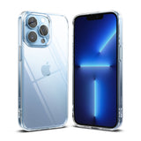 iPhone 13 Pro Max Case | Fusion - Clear protective cases on iPhone 13 Pro Max phones against a blue background.