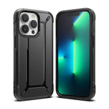 iPhone 13 Pro Max Case | DX - Black protective phone case shown from back and front with a green gradient screen display.
