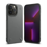 iPhone 13 Pro Case | Onyx - Matte black textured phone case shown from back and front angles on a white background.