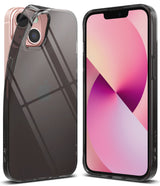 iPhone 13 Case | Air - Clear, slim protective case shown from back and front on a pink iPhone 13.