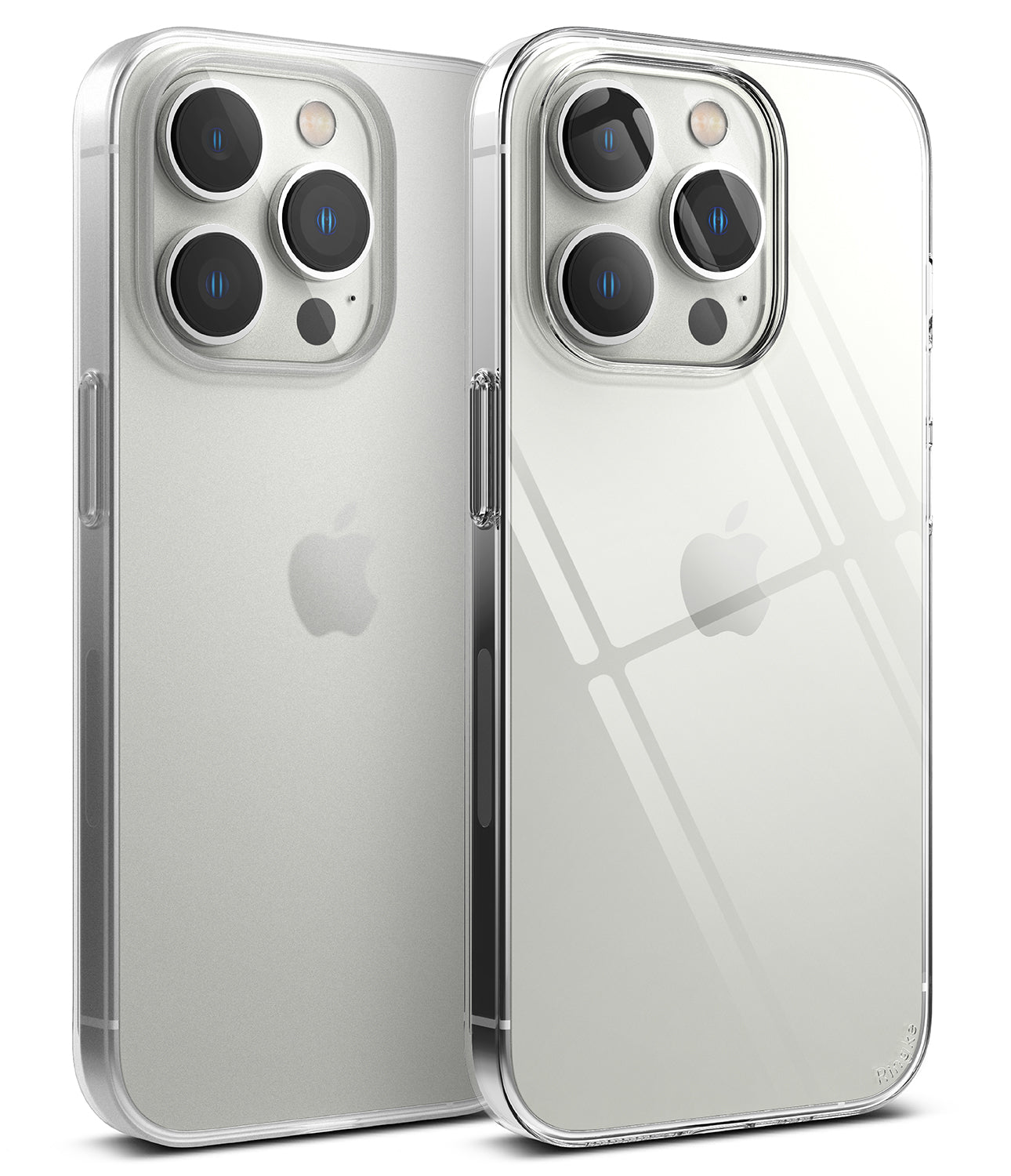 iPhone 14 Pro Max Case | Slim - Multiple clear phone cases floating around an iPhone 14 Pro Max against a white background.