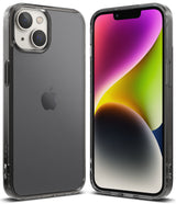 iPhone 14 Case | Fusion Matte - Front and back views of a matte grey phone case with a clear frame on an iPhone 14.