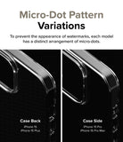 iPhone 15 Pro Max Case | Air Glitter Clear - Micro-Dot Pattern Variations. To prevent the appearance of watermarks, each model has distinct arrangement of micro-dots.