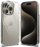 iPhone 15 Pro Max Case | Air - Clear protective case shown from back and front angles on a gold iPhone 15 Pro Max.