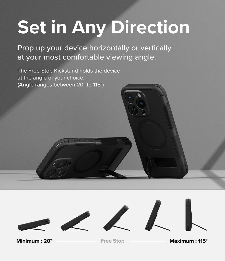 iPhone 15 Pro Max Case | Alles - Set in Any Direction. Prop up your device horizontally or vertically at your most comfortable viewing angle.