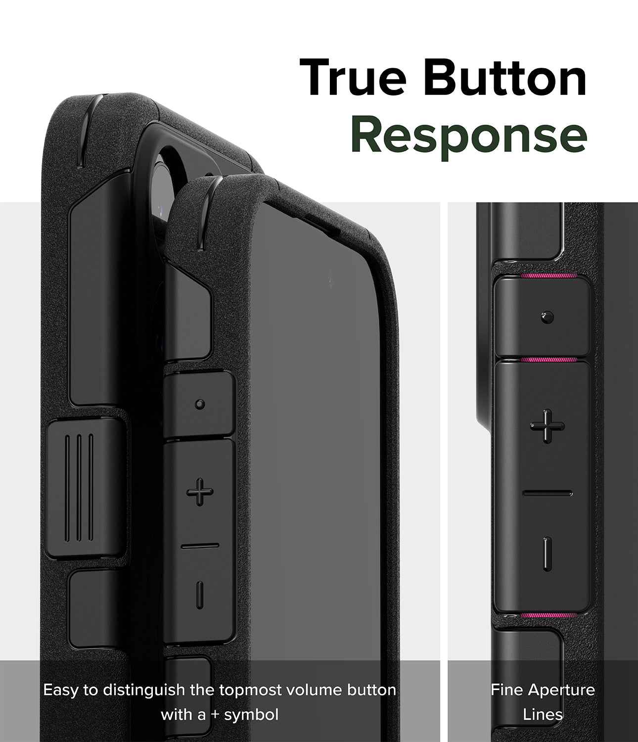 iPhone 15 Pro Max Case | Alles - True Button Response. Easy to distinguish the topmost volume button with a + symbol