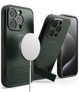 iPhone 15 Pro Max Case | Alles - Dark green rugged phone cases with MagSafe charging and built-in kickstands.