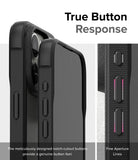 iPhone 15 Pro Max Case | Fusion Bold Matte Black - True Button Response. The meticulously designed notch-cutout buttons provide a genuine button feel. Fine Aperture Lines.