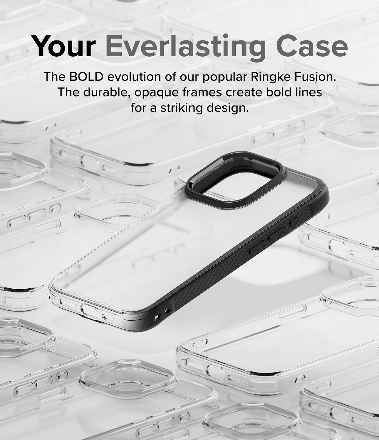iPhone 15 Pro Max Case | Fusion Bold Matte Black - Your Everlasting Case. The BOLD evolution of our popular Ringke Fusion. The durable, opaque, frames create bold lines for a striking design