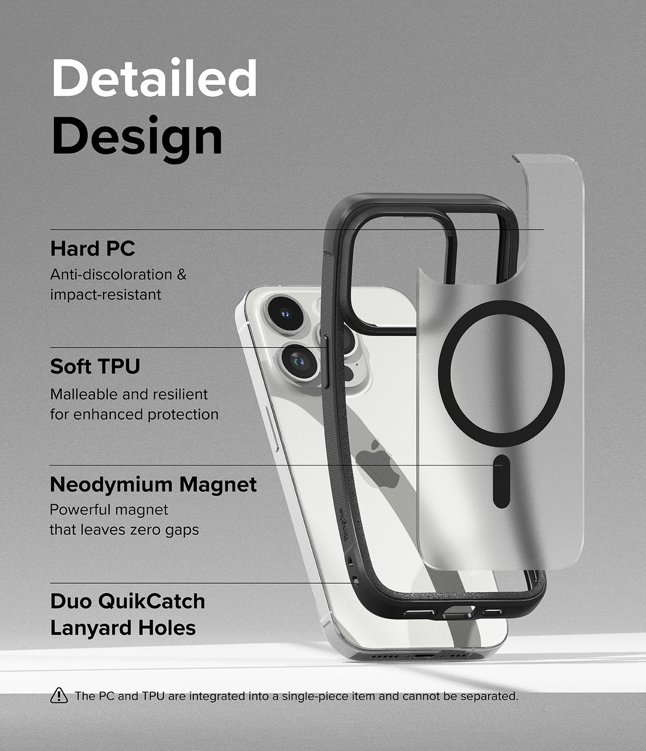 iPhone 15 Pro Max Case | Fusion Bold Magnetic - Detailed Design. Anti-discoloration and impact-resistant with Hard PC. Malleable and resilient for enhanced protection with Soft TPU. Powerful Neodymium Magnet that leaves zero gaps. Duo QuikCatch Lanyard Holes.