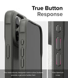 iPhone 15 Pro Max Case | Fusion Bold Matte Gray  - True Button Response. The meticulously designed notch-cutout buttons provide a genuine button feel. Fine Aperture Lines.
