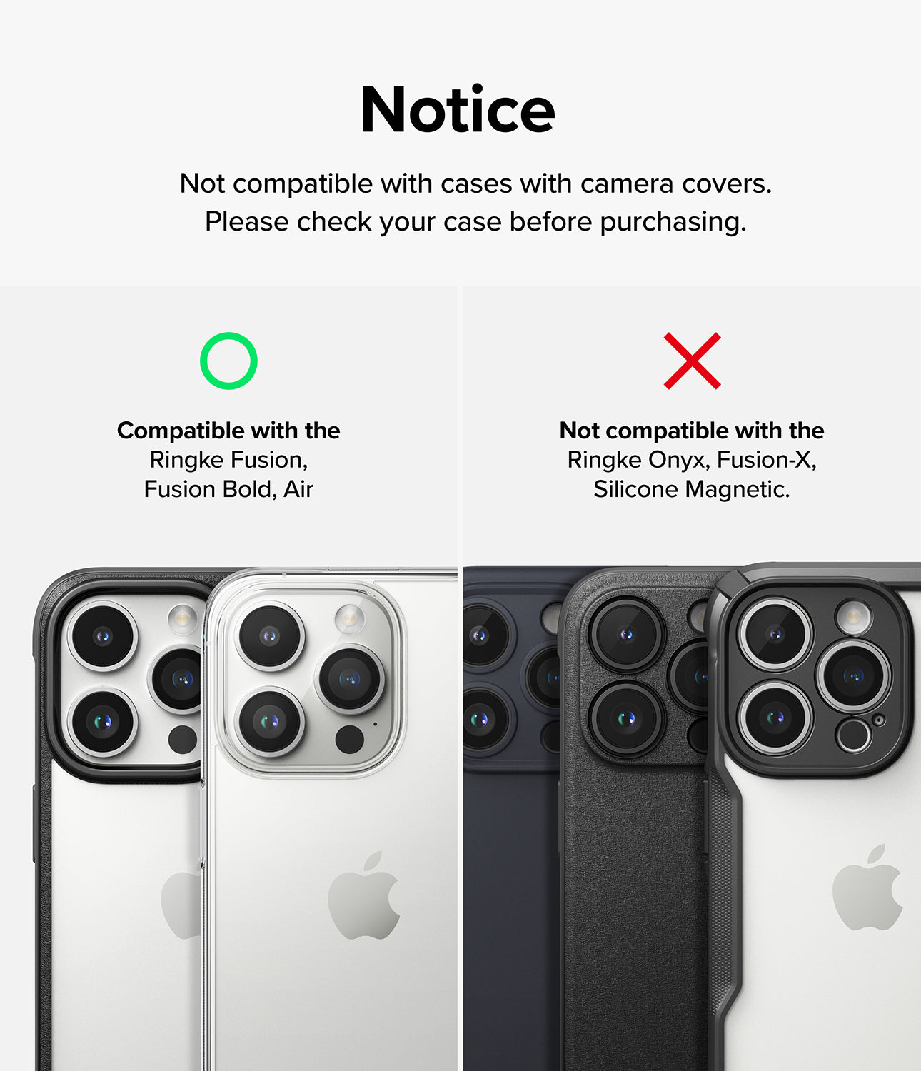 iPhone 15 Pro Max | Camera Protector Glass [2 Pack] - Notice. Not compatible with cases with camera covers. Please check your case before purchasing.