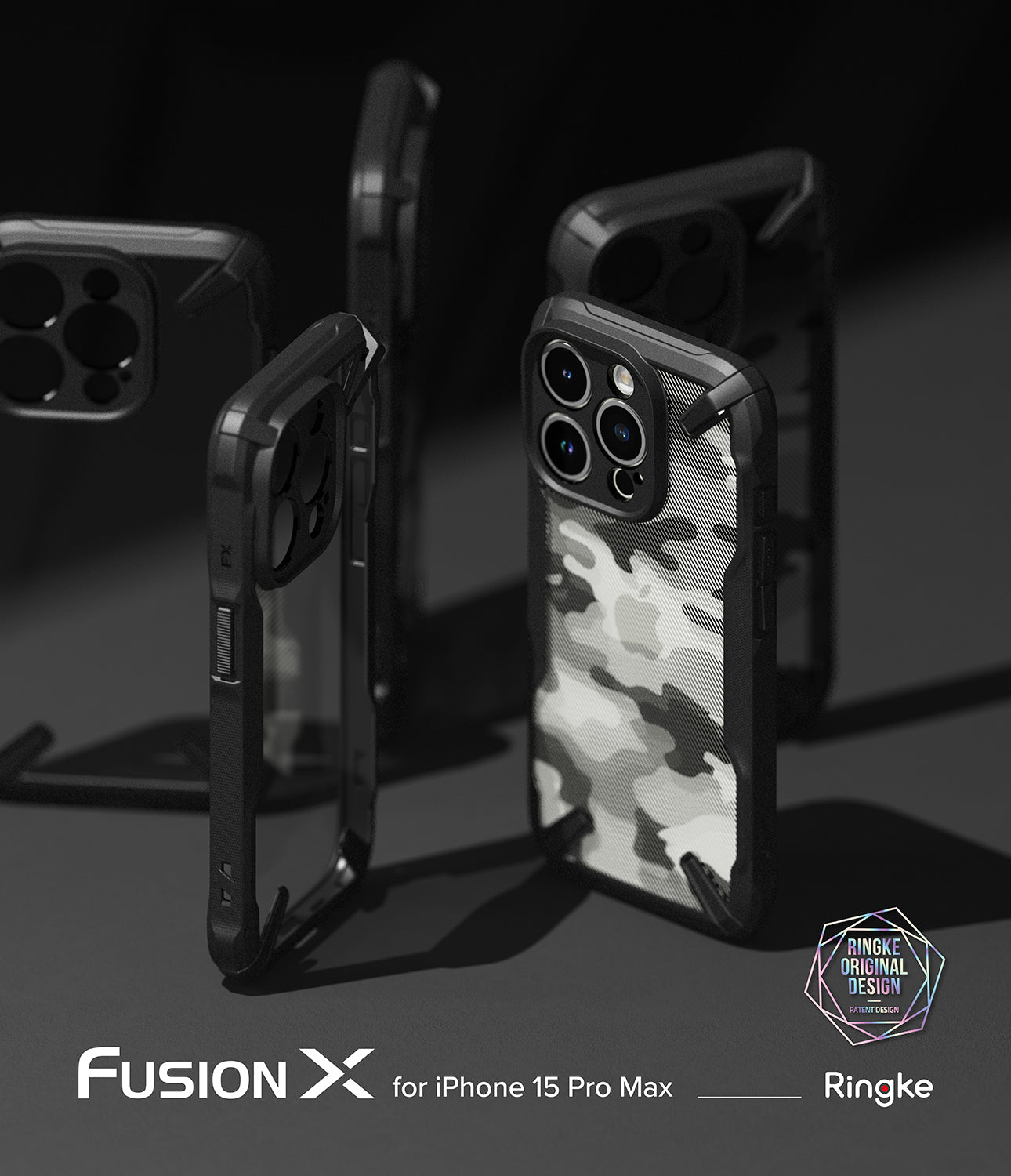 Ốp lưng iPhone 15 Pro Max | Fusion-X Camo Đen - Bởi Ringke