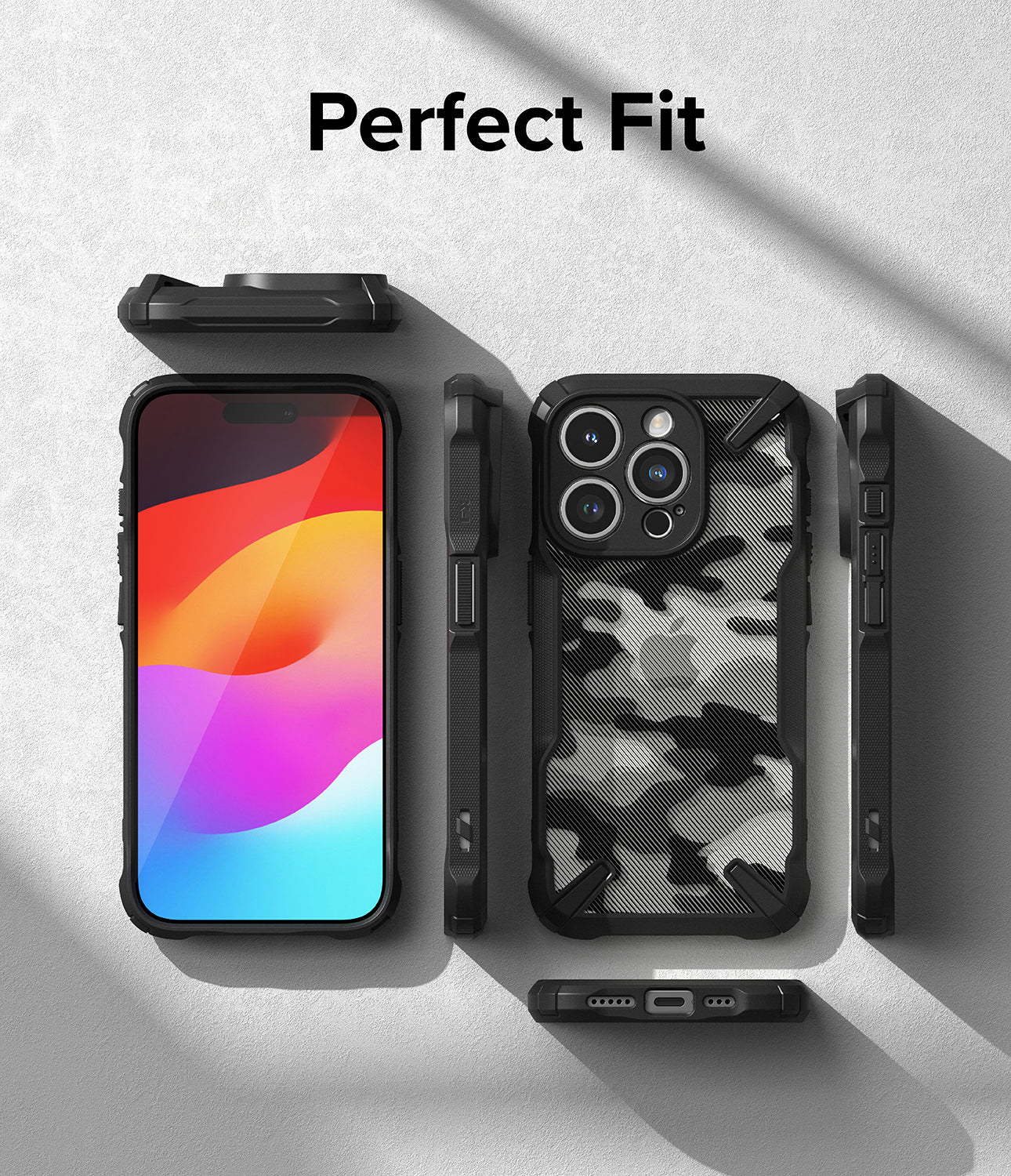 Ốp lưng iPhone 15 Pro Max | Fusion-X Camo Đen - Vừa Vặn Hoàn Hảo
