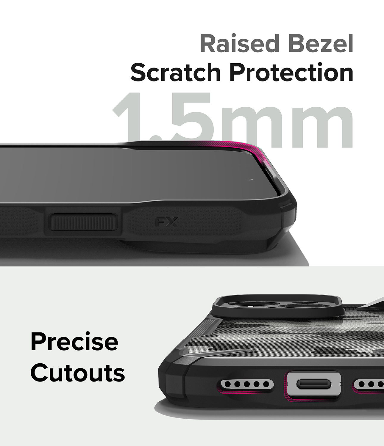 Ốp lưng iPhone 15 Pro Max | Fusion-X Camo Black - Chống trầy xước viền bezel nổi. Cắt bỏ chính xác