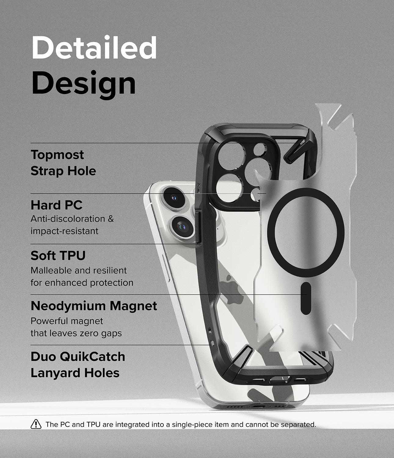 iPhone 15 Pro Max Case | Fusion-X Magnetic Matte Black - Detailed Design