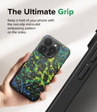iPhone 15 Pro Max Case | Onyx Design - Action Painting - The Ultimate Grip. Keep a hold of tour phone with the non-slip micro-dot embossing pattern on the sides.