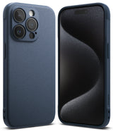 iPhone 15 Pro Max Case | Onyx - Navy blue textured phone case shown from the back and front with a dark screen display.