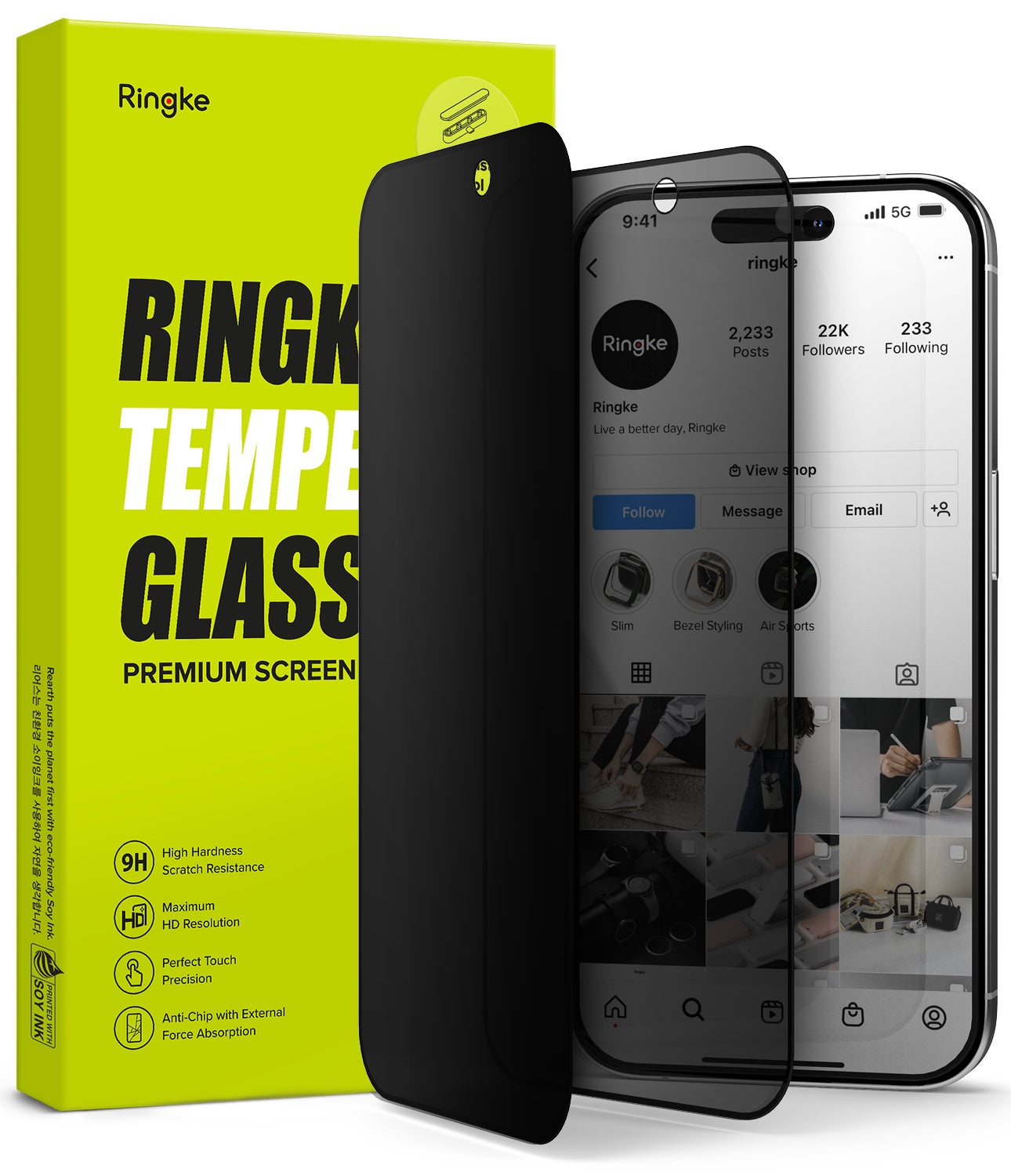 Ringke Privacy Glass [Anti-Spy] Compatible with iPhone 15 Pro Max Screen Protector, Easy to Install Case Friendly Tempered Glass Privacy Screen